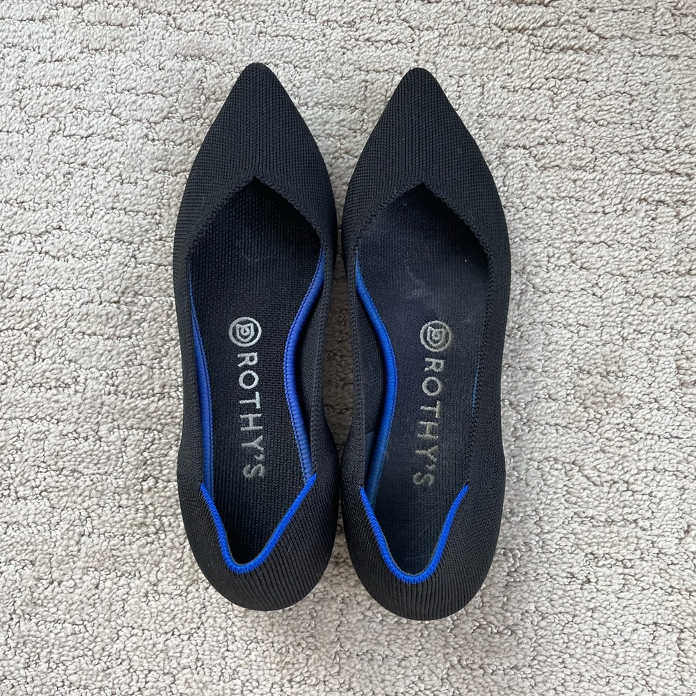 Rothy’s The Point Black Flats Knit 7.5